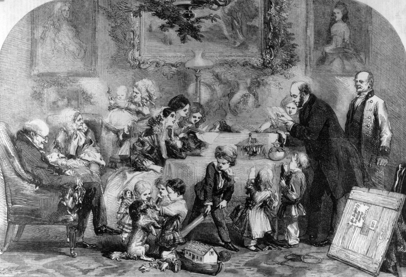 December 1856: Uncle William giving out his presents to the family. Original Publication: Illustrated London News - pub. 1856 Uncle William’s Christmas Presents - engraving - John Gilbert (Photo by Hulton Archive/Getty Images)